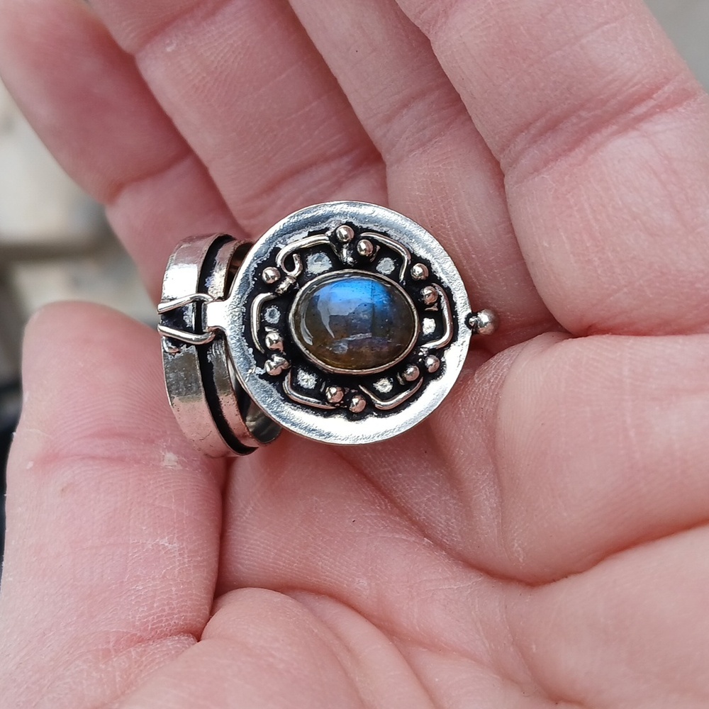 New Labradorite Silver Poison Locket Pendant.